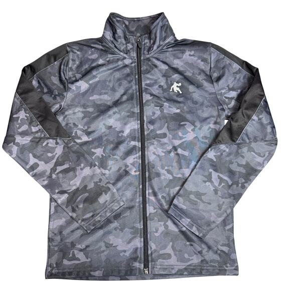 AND1 Full Zip Track Jacket Boys Size Large 10/12 Gray Black Camo Sweathsirt - Picture 1 of 10